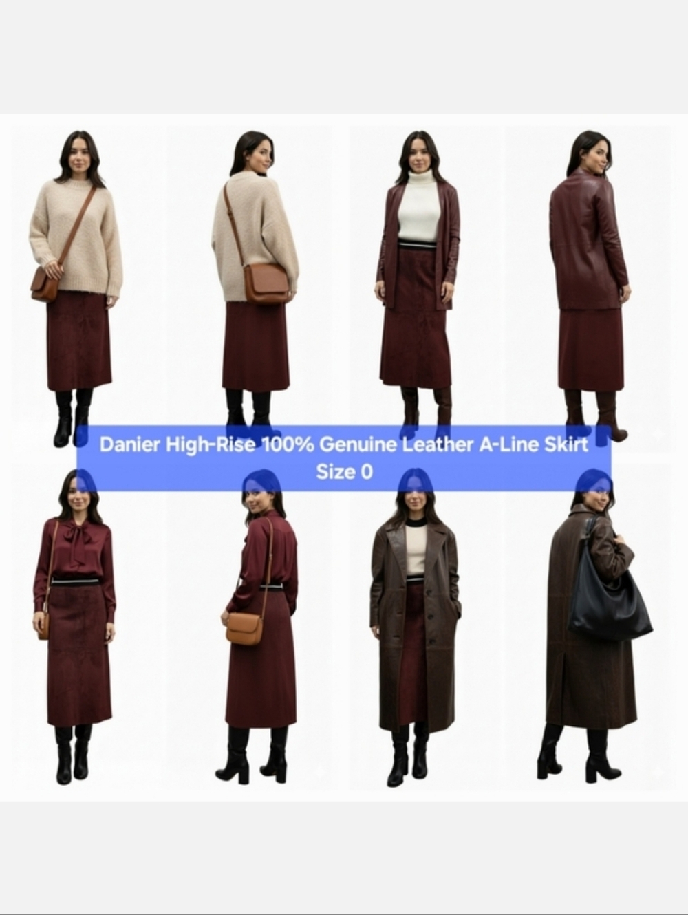Danier High-Rise 100% Genuine Leather A-Line Skirt Size 0